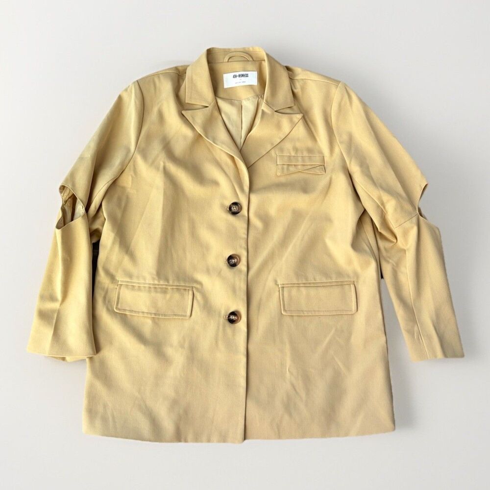 4th & Reckless Skylar Cutout Blazer Yellow Women's Size L Oversized Button Front